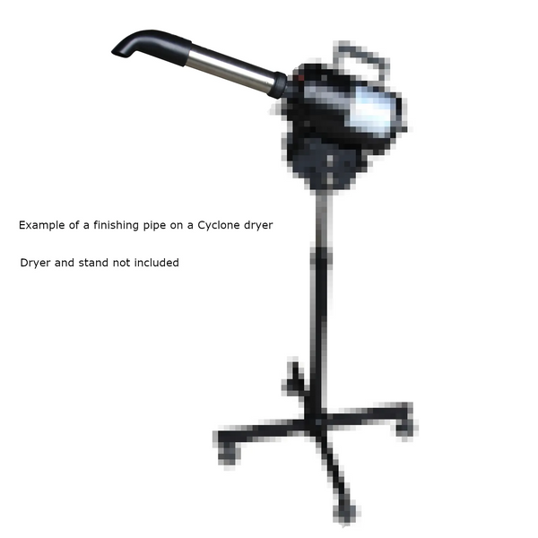 Finishing pipe attached to a black Cyclone pet dryer mounted on a wheeled stand