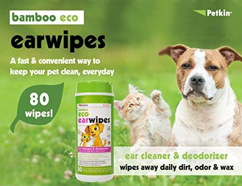 Petkin Bamboo Eco Ear Wipes 80 pack Spitz Groom 