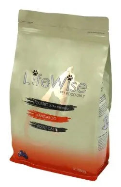 LifeWise Holistic Ultra Premium 2.5kg bag of Kangaroo adult cat dry food bag.