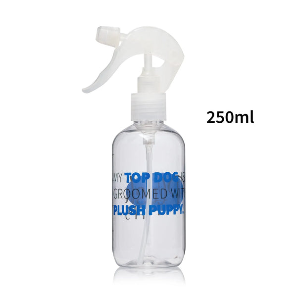 Empty 250ml Plush Puppy clear plastic spray bottle with trigger nozzle