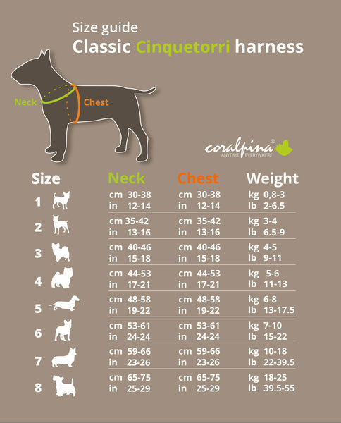 Cinquetorri Coloured Dog Harness (Classic)