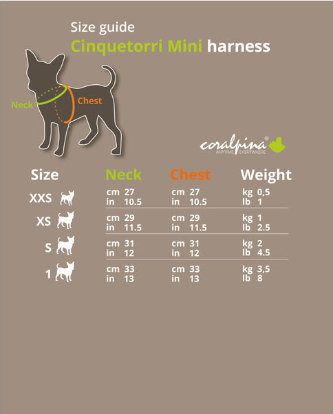 Cinquetorri Coloured Dog Harness (Mini)