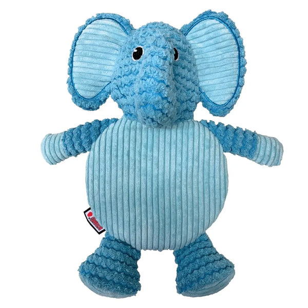 KONG Low Stuff Crackle Tummiez blue elephant plush dog toy