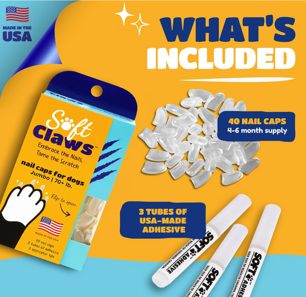 Soft Claws -  Nail Caps for Dogs - 40 Count Pack (XX-Large) Various Colours